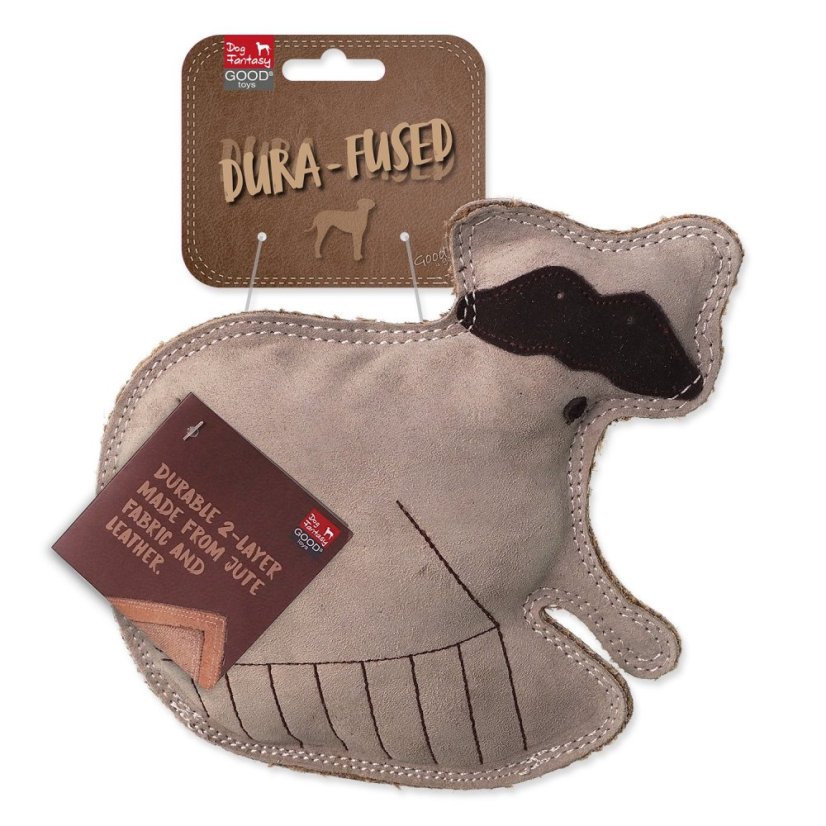 Hračka Dog Fantasy Dura-fused mýval pískací, kůže a juta 18,5cm