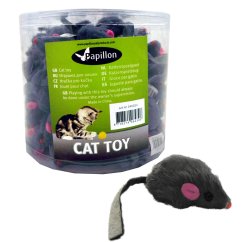 Myš s kožešinou šedá chrastící 5 cm