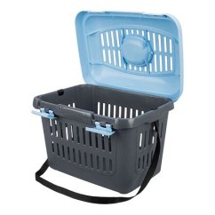 Transportní box MIDI CAPRI s popruhem, 44x33x32cm (max. 5kg), světle šedá/tyrkysová