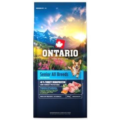 Krmivo Ontario Senior All Breeds Monoprotein Turkey & Sweet Potatoes 12kg