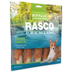 Pochoutka Rasco Premium buvolí kůže obalená kuřecím, tyčinky L 500g