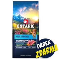 Krmivo Ontario Adult All Breeds Monoprotein Tuna&Sweet Potatoes 12kg+Pochoutka Ontario kachna 500g