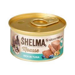 Shelma Cat Mousse tuňák, borůvky, rakytník GF, konzerva 85 g