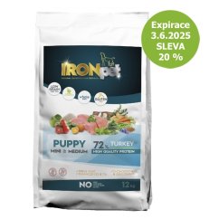IRONpet Dog Puppy Mini & Medium Turkey (Krocan) 12 kg - Expirace 6.6.2025 - SLEVA 20 %