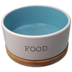Miska Dog Fantasy keramická FOOD bílá/modrá s podtáckem 16x6,5cm, 850ml