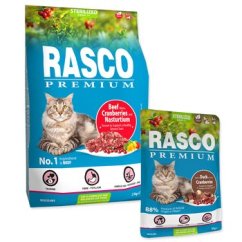 Krmivo Rasco Premium Sterilized hovězí 2kg + 5 kapsiček ZDARMA
