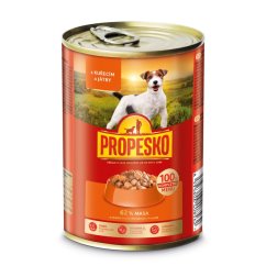 PROPESKO Dog kuřecí a játra v omáčce, kousky 415 g