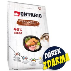 Krmivo Ontario Cat Sterilised 7+ Senior 2kg + 4 kapsičky ZDARMA
