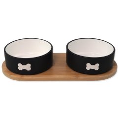 Set Dog Fantasy misky keramické s podtáckem černé kost 2x 13x5,5cm, 400ml