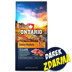 Krmivo Ontario Senior Medium Lamb & Brown Rice 12kg+Pochoutka Ontario kachna 500g