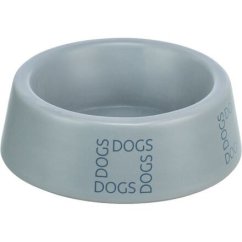Keramická miska pro psy s nápisem DOGS, šedomodrá