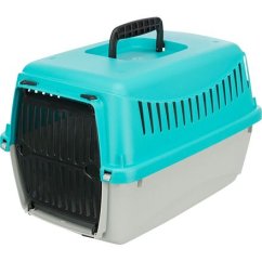 Transportní box CAPRI, XXS: 26x25x39cm (max. 4kg), světle šedá/tyrkysová
