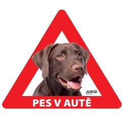 Samolepka pes v autě venkovní LABRADOR HNĚDÝ