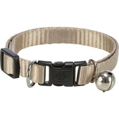 Nylonový nastavitelný obojek pro kočku, s rolničkou, khaki/béž/tyrkys/růž