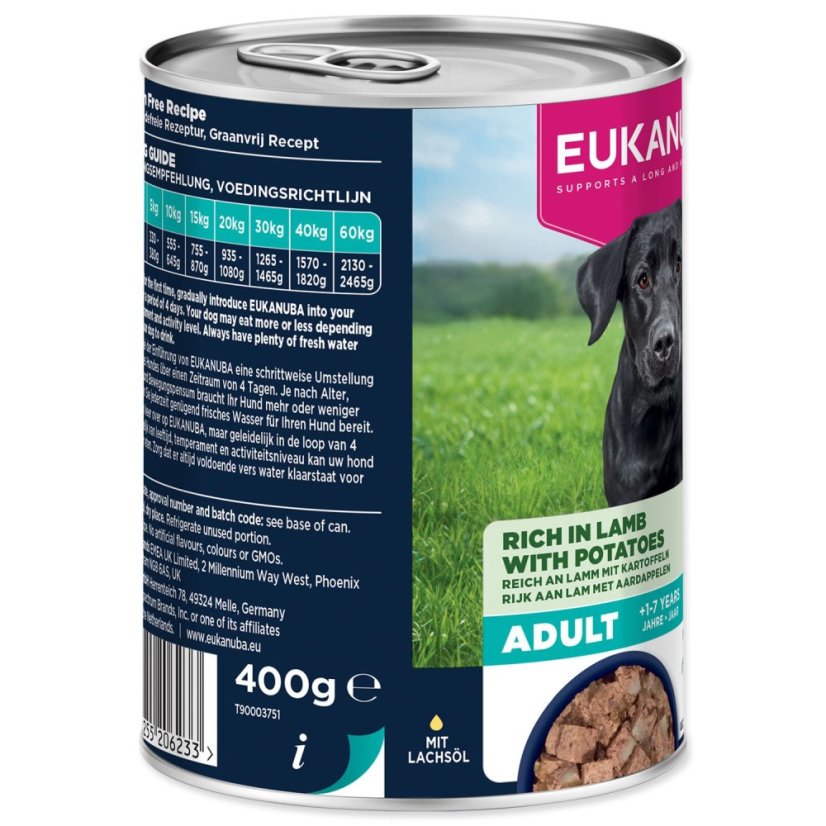 Konzerva EUKANUBA Adult bohatá na jehněčí s bramborami 400 g