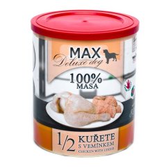 MAX Deluxe Dog 1/2 kuřete s vemínkem, konzerva 800 g