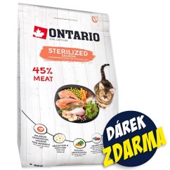 Krmivo Ontario Cat Sterilised Salmon 2kg + 4 kapsičky ZDARMA