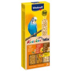Tyčinky Vitakraft Kracker Trio Mix andulka, s medem, pomeranči a popcornem 3ks