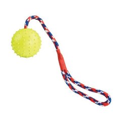 Vrhací míč z přírodní tvrdé gumy 7/39 cm, na laně, HipHop Dog