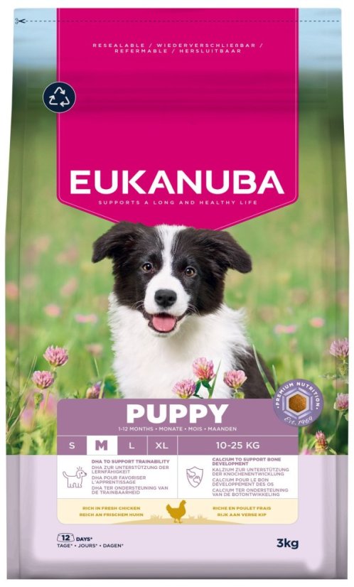 Krmivo EUKANUBA Puppy Medium rich in fresh chicken 3kg