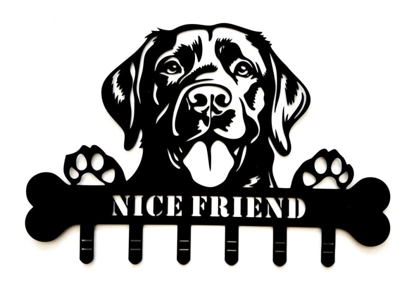 Kovový věšák - Labrador s možností vlastního nápisu