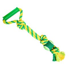 Přetahovadlo s rukojetí HipHop Dog 3 uzly, tenisák 45 cm / 310 g limetová, zelená