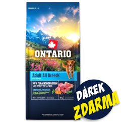 Krmivo Ontario Adult All Breeds Monoprotein Tuna&Sweet Potatoes 12kg+Pochoutka Ontario kachna 500g