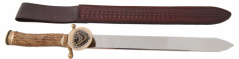 Myslivecký pasovací tesák + kožené pouzdro