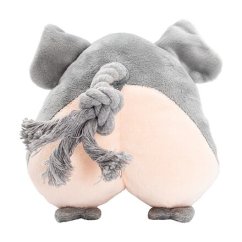 Plyšový 2D slon se zvukem, bavlněné lano, 16 cm, šedá, HipHop Dog