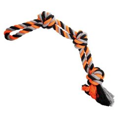 Dvojité lano bavlněné, 3 uzly 60 cm / 450 g šedá, tm.šedá, oranžová, HipHop Dog