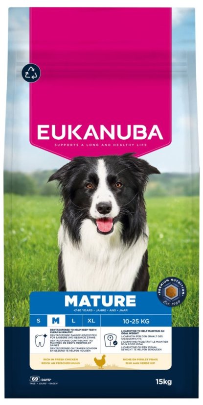 Krmivo EUKANUBA Mature Medium rich in fresh chicken 15kg