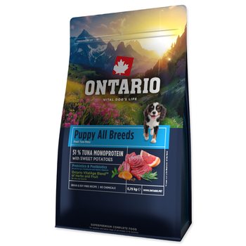 Krmivo Ontario Puppy & Junior All Breeds Monoprotein Tuna & Sweet Potatoes 0,75kg