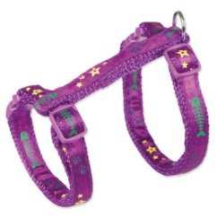 Postroj Trixie pro kočky s vodítkem fuchsiový s motivem kostí 23–39 cm/10 mm, 1,20 m