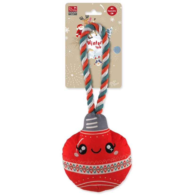Hračka Dog Fantasy Winter Tale ozdoba vánoční pískací, červená 30cm