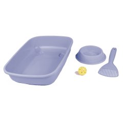 Sada WC s doplňky, šedomodrá