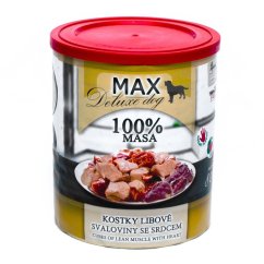 MAX Deluxe Dog kostky libové svaloviny se srdcem, konzerva 800 g