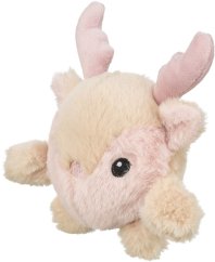 Vánoční sobík-kulička, 18 cm, se zvukem, plyš, krémová