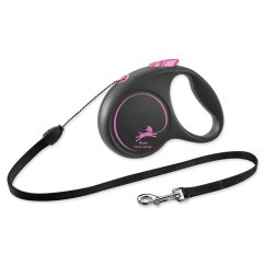 Vodítko Flexi Black Design lanko S růžové 5m