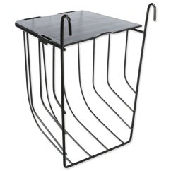 Závěsné černé kovové jesličky na seno s víkem 13 × 18 × 12 cm