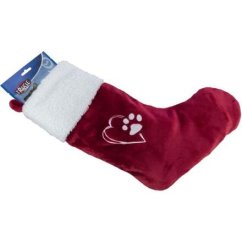 Xmas STOCKING - vánoční ponožka, 47 cm, plyš,  červená/bílá