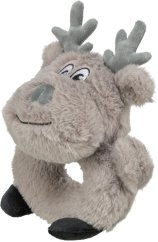 Vánoční sob-kroužek, bez zvuku, 24 cm, plyš, šedá