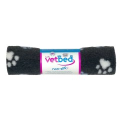 Vetbed protiskluz / Drybed grafitová modré a bílé packy DELUXE 75 x 50 cm, vlas 30 mm