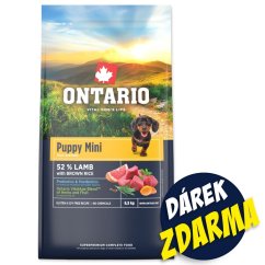 Krmivo Ontario Puppy Mini Lamb 6,5kg + 3 konzervy 200g ZDARMA