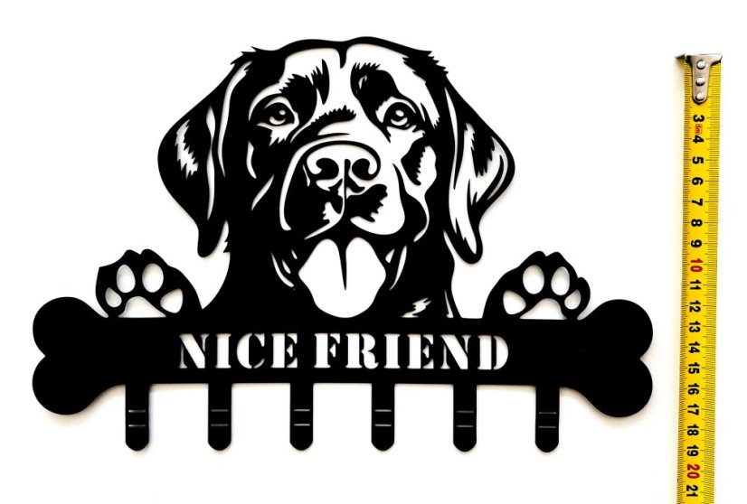 Kovový věšák - Labrador s možností vlastního nápisu