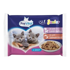Prevital kočka Junior jehně, krůta, losos a pstruh, kapsa 100 g (4 pack) 