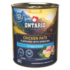 Konzerva Ontario Puppy kuřecí pate s příchutí spiruliny 800g