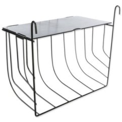 Závěsné černé kovové jesličky na seno s víkem 25 × 18 × 12 cm