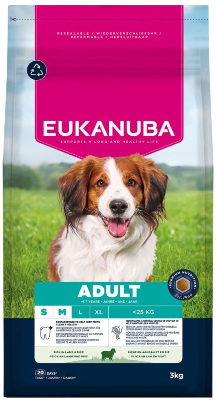 Krmivo EUKANUBA Adult Small and Medium breed rich in lamb 3kg