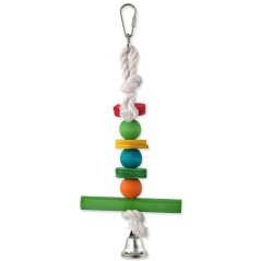 Hračka Bird Jewel závěsná dřevěná hrazda se zvonkem 30cm