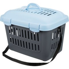 Transportní box MIDI CAPRI s popruhem, 44x33x32cm (max. 5kg), světle šedá/tyrkysová